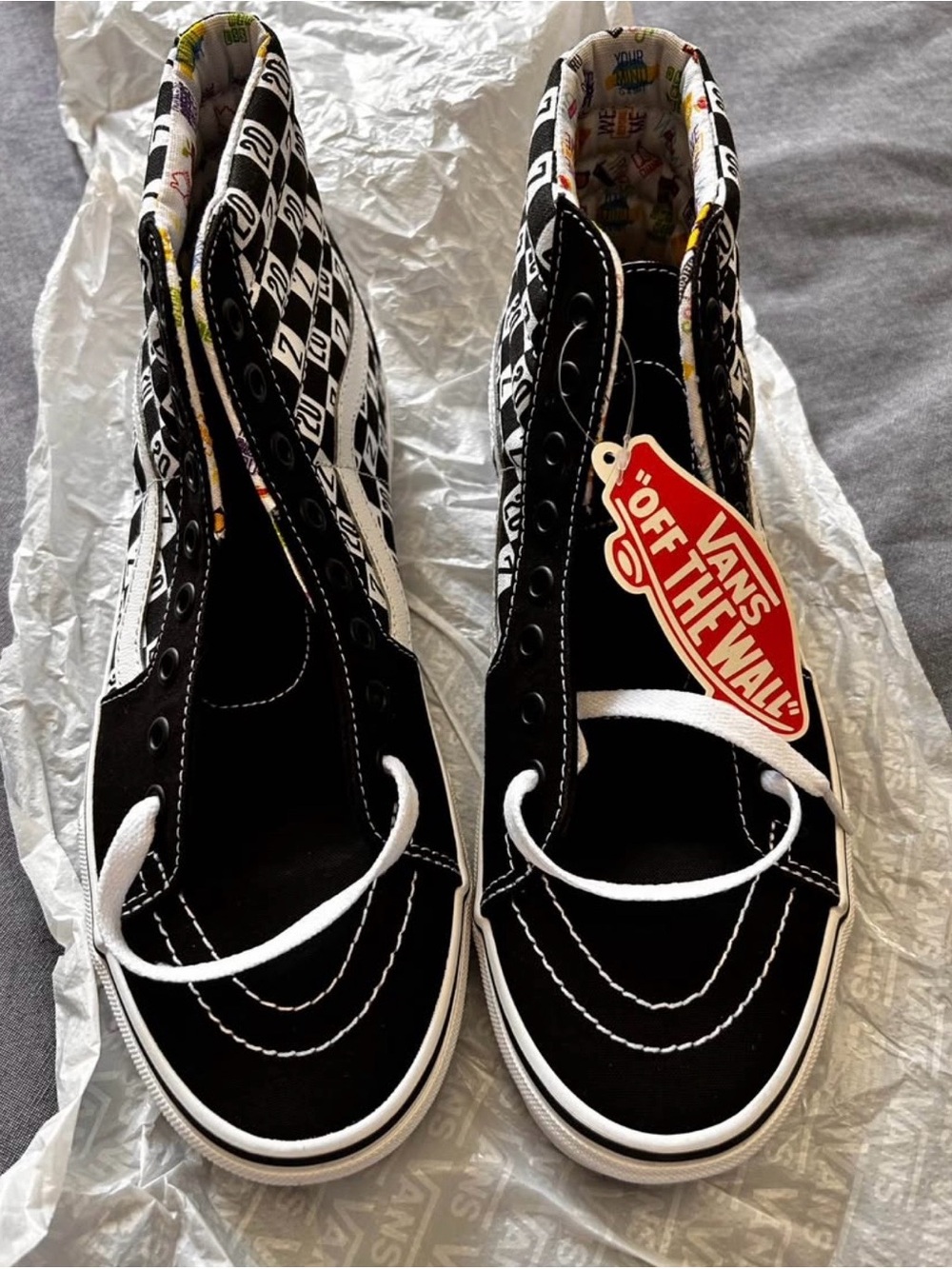 Vans Black & White Checker High-Top Sneakers